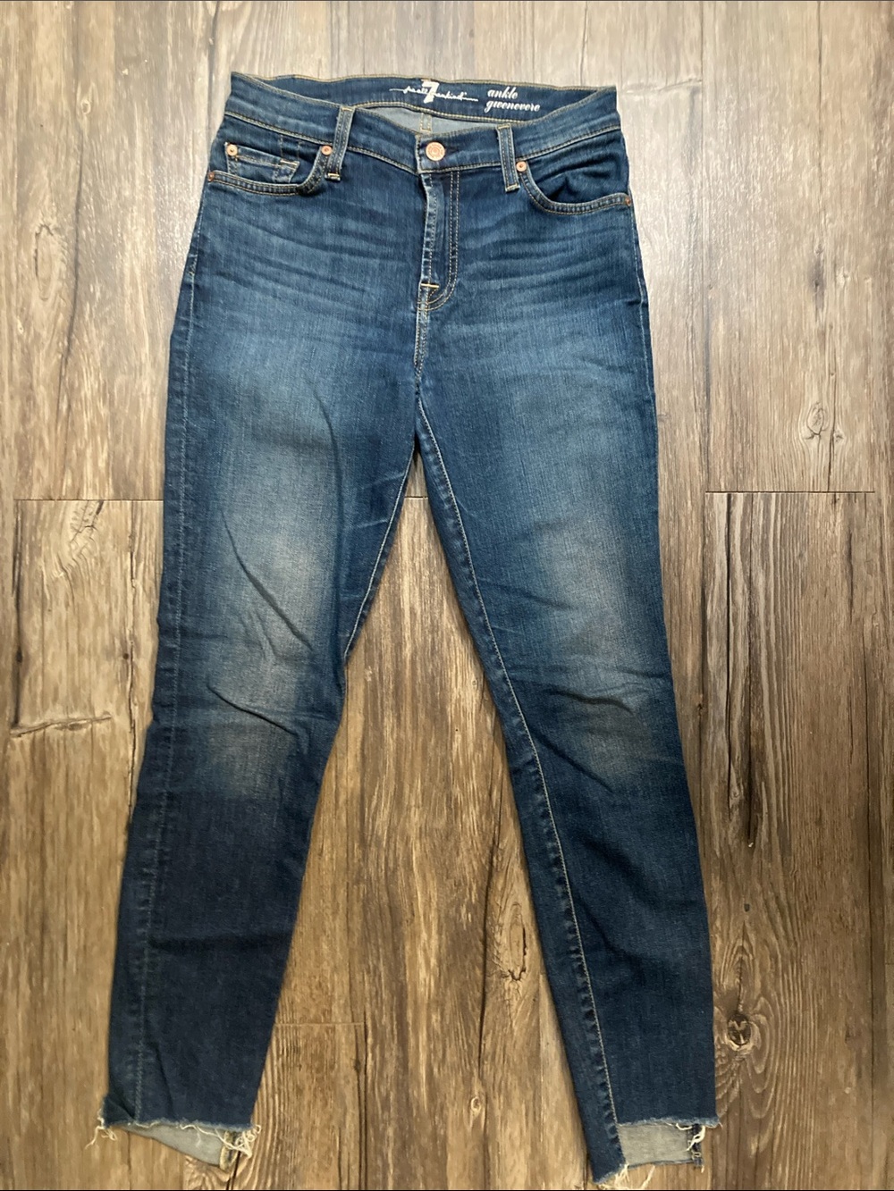 7 For All Mankind Dark Blue Skinny Ankle Jeans